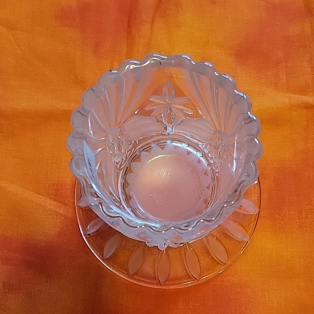 Gorham Crystal Candle Holder Angel Holiday Traditions Pillar